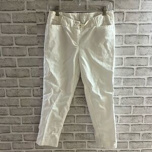 Dalia women’s ankle pants, white, size 6. Two front two back pockets